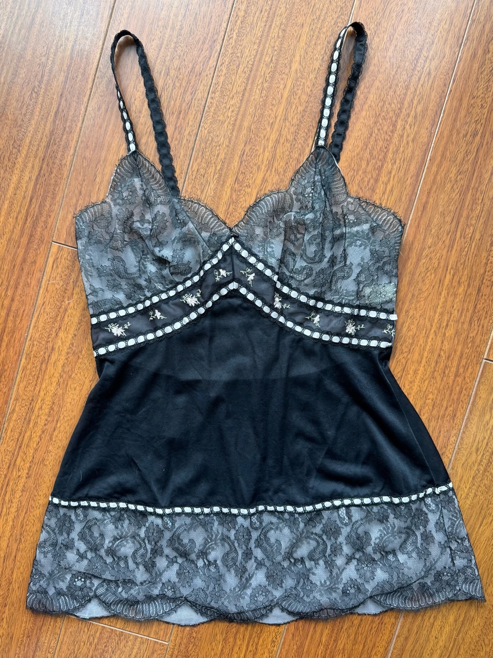 Hollywood Vassarette Vintage Retro 60s Black Lace Sheer Babydoll Camisole 34D